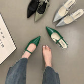 Sommer Spitzschuh Damen Sandalen Schuhe Mode Flach Slip On Flats Heel Damen Elegante Büroschuhe Outdoor Slingback Pantoletten